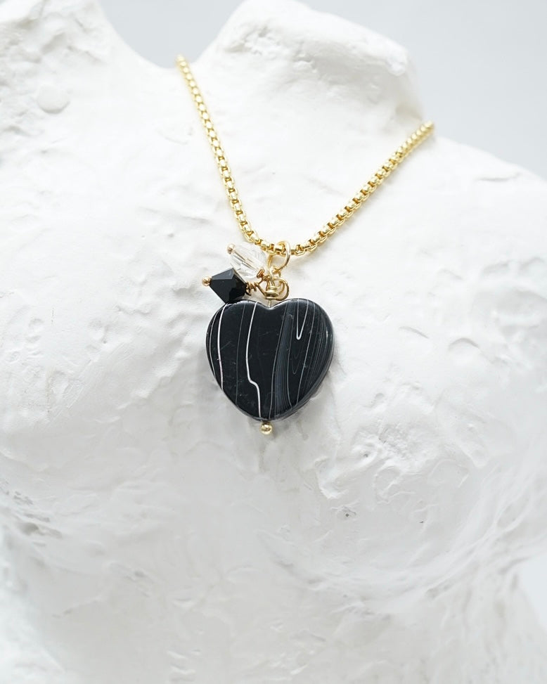 Black Flat Heart Pendant